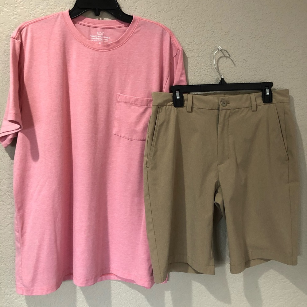 Men’s XL Pink Vineyard Vines T-shirt & shorts 32
